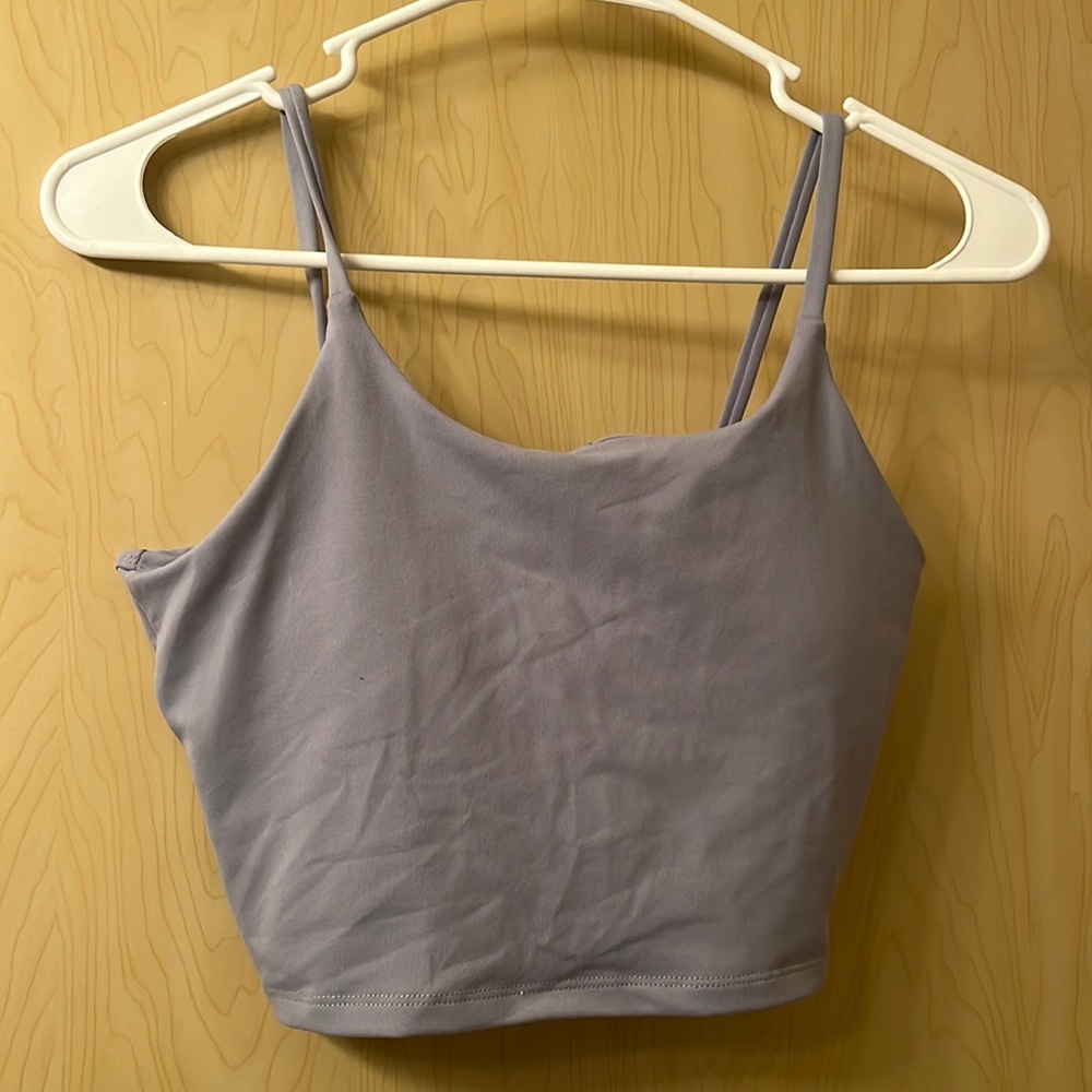 Medium, Dust blue crop workout top, built in bra